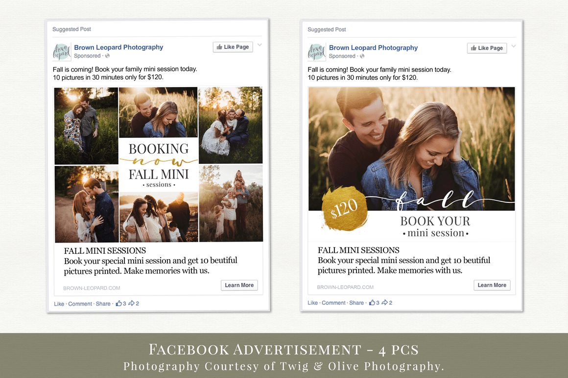 Facebook advertisement templates