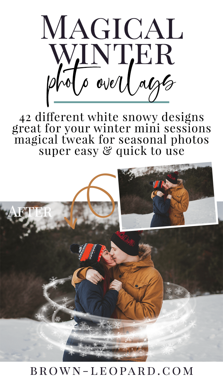 Enhance your holiday photography with our winter photo overlays! 42 different creative sparkle snowy overlays - spirals, rounds, lights... Snow & bokeh photo overlays - great for seasonal mini sessions with kids, families & couples. Drag & drop - very easy to use, fast and simple. Fabulous results just in few seconds. Professional winter photo overlays for Photoshop, Zoner, Gimp, PicMoneky, Canva, etc. Photo overlays for creative photographers from Brown Leopard.